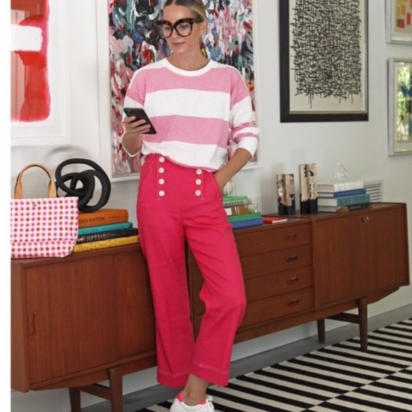 J. Crew Pants - J Crew pink sailor pants in 6. Stretch linen